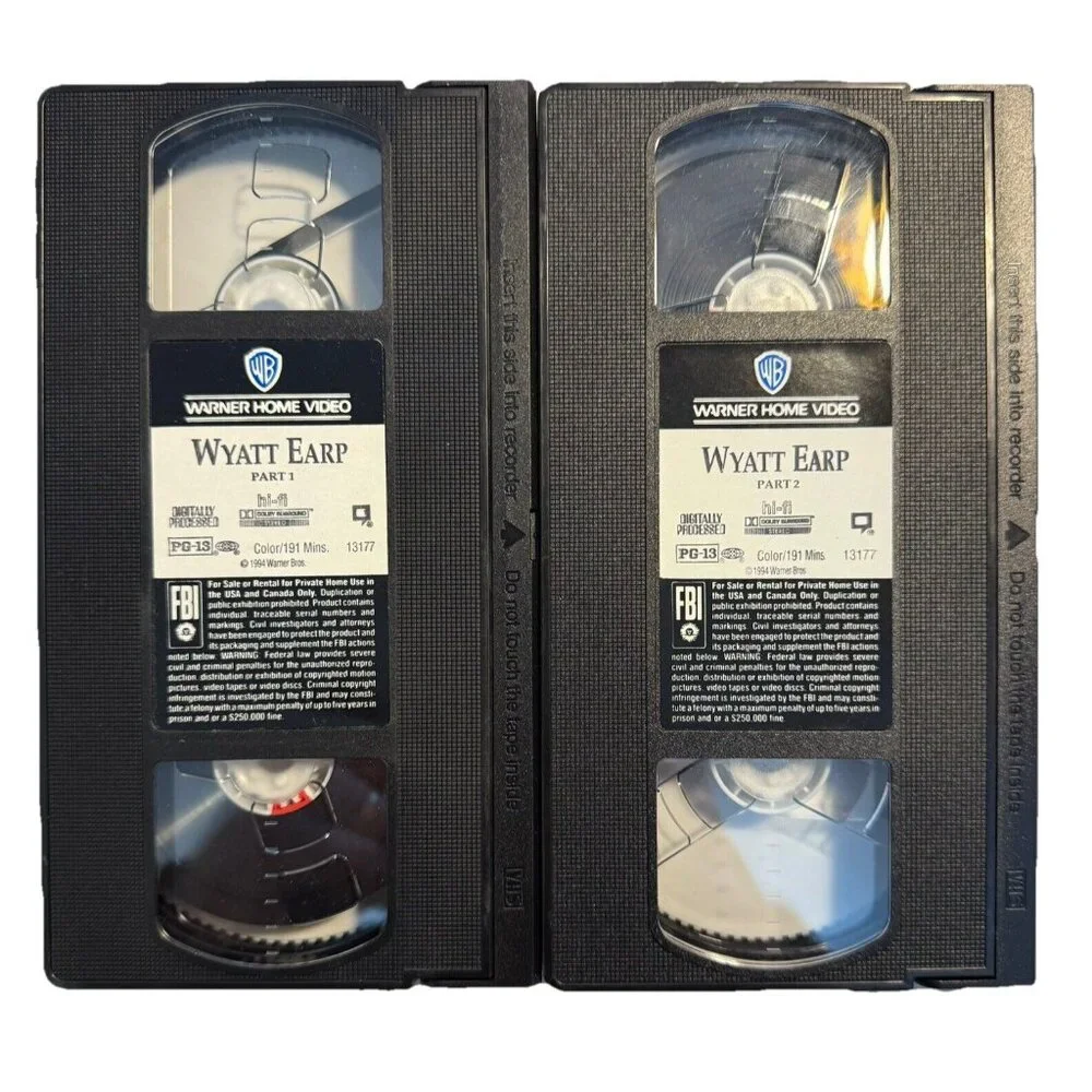 Wyatt Earp (VHS, 1994) 2‑Tape Set – Kevin Costner, Dennis Quaid – Very Good